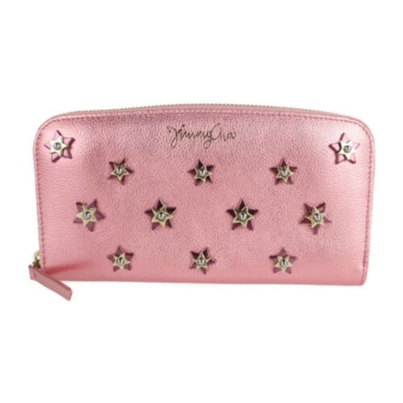 Jimmy Choo Filipa Candy Floss Metallic Leather w/Stars Wallet